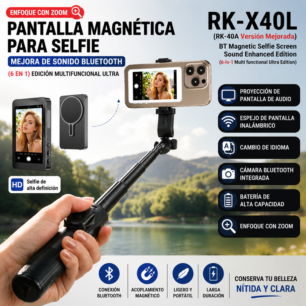 Monitor Magnético para Smartphone | Pantalla Selfie para Vlogs y Directos