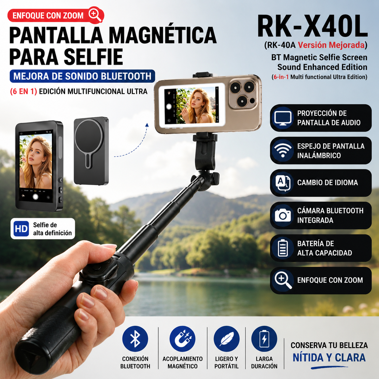 Monitor Magnético para Smartphone | Pantalla Selfie para Vlogs y Directos