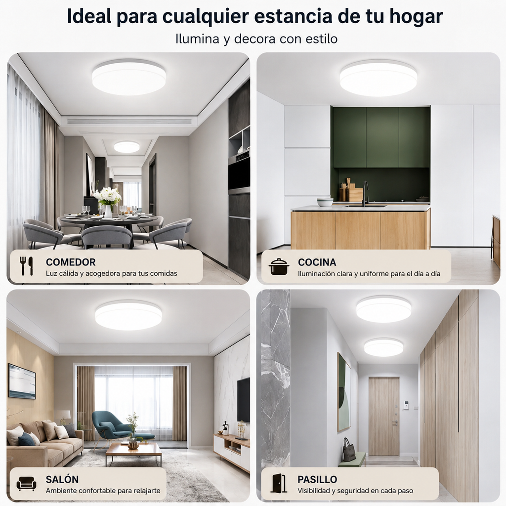 💡 Plafón LED Ultrafino de Techo | Luz Moderna para Dormitorio, Salón y Cocina