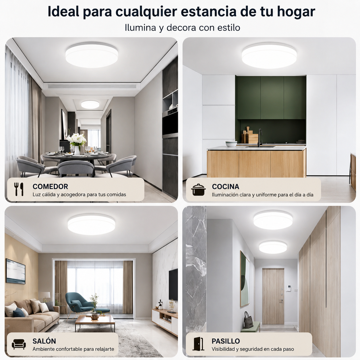💡 Plafón LED Ultrafino de Techo | Luz Moderna para Dormitorio, Salón y Cocina