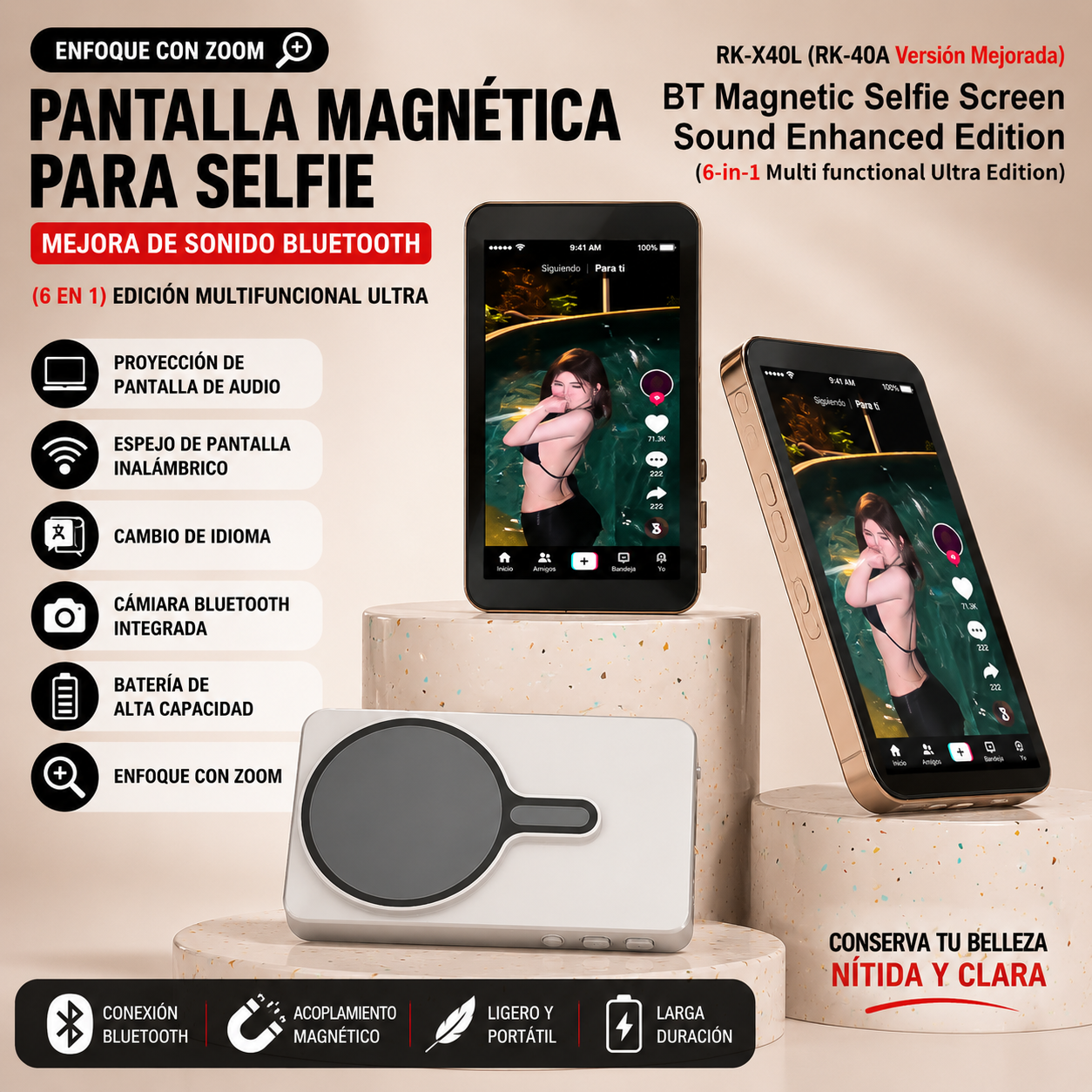 Monitor Magnético para Smartphone | Pantalla Selfie para Vlogs y Directos
