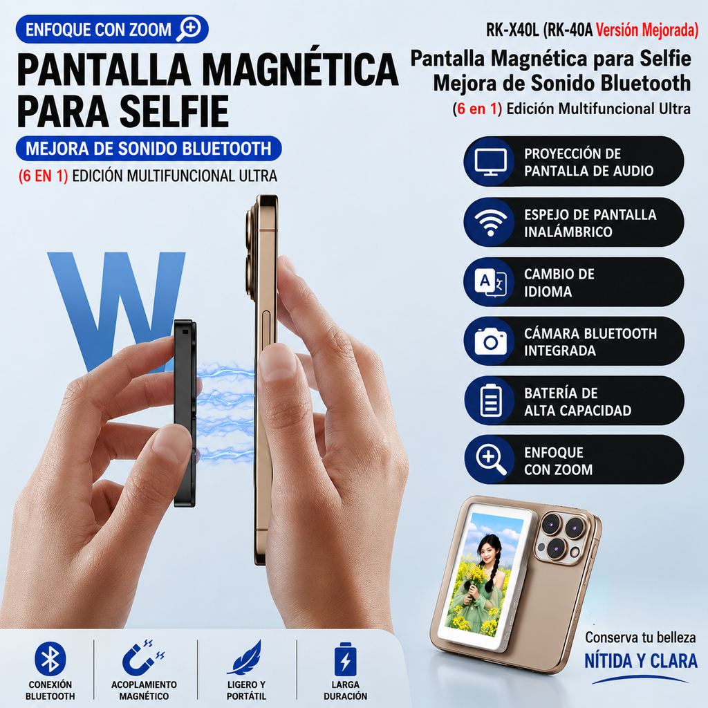 Monitor Magnético para Smartphone | Pantalla Selfie para Vlogs y Directos